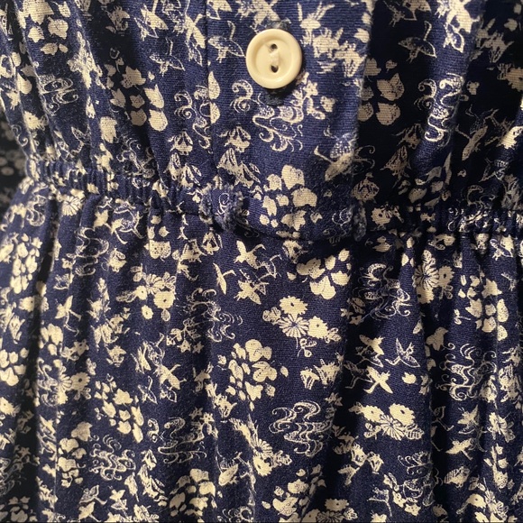Vintage Navy Floral Prairie Cottagecore Midi Dress - Picture 11 of 16